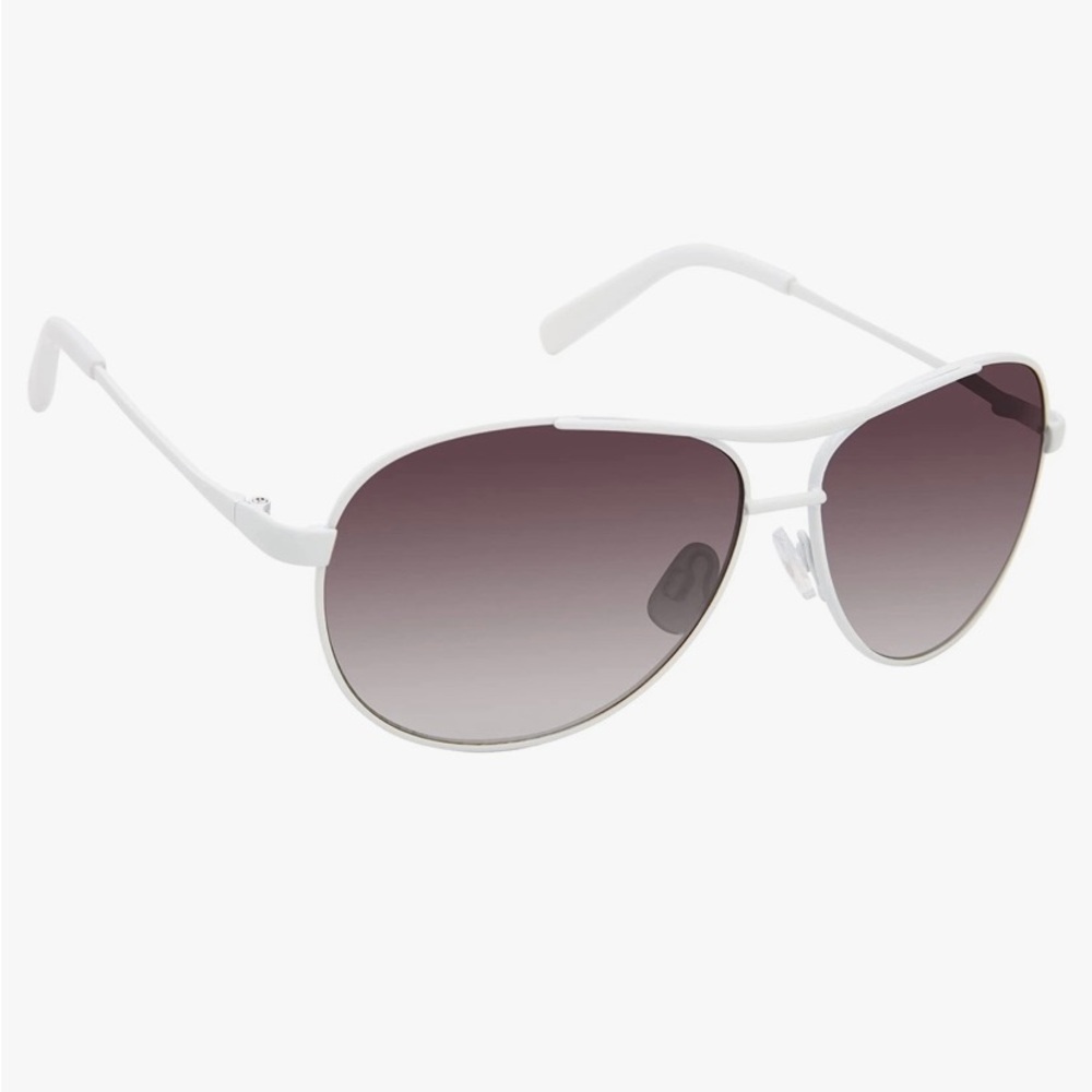 Jessica Simpson white rimmed aviator sunglasses, brand new with case